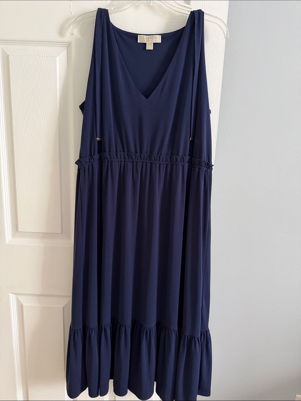 MICHAEL Michael Kors True Navy V-Neck Tank Midi Dress - size XL